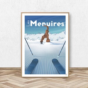 Les Menuires Poster - Les 3 Vallées // Vintage Illustration - Decoration - Travel poster - Alpine Poster