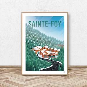 Sainte Foy Tarentaise Poster - Savoie // Vintage Illustration - Decoration - Travel poster - Alpine Poster