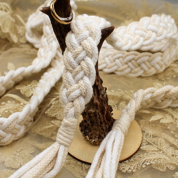 Handfasting Cord Ivory and White - Wedding rope with choice of pendant charms - Traditional Handfasting Cord