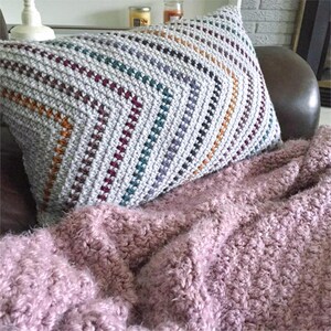 CROCHET PILLOW PATTERN - Whimsical Stripes Pillow | Pdf Pattern | Removable Pillow Cover | Moss Stitch Stripes | 12" x 20" Pillow