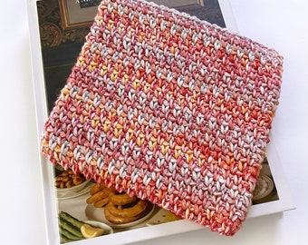 CROCHET POTHOLDER PATTERN - Summer Sunsets Moss Stitch Potholder | Pdf | In the Round | Double Thick | Video Tutorial | Advanced Beginner