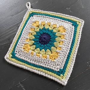 CROCHET POTHOLDER PATTERN - California Dreaming Potholder Pattern Pdf | Sunflower Granny Square | Double Sided & Thick | Video Tutorial