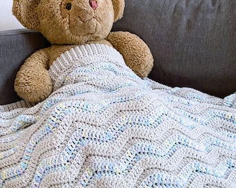 CROCHET BLANKET PATTERN - Making Waves Blanket | Crochet Striped Wavy Ripple Blanket | 7 Sizes | Pdf