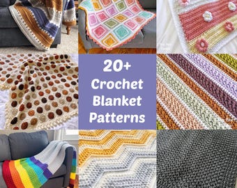 CROCHET PATTERN BUNDLE - 20+ Crochet Blanket Patterns | Current and Future Patterns | Pdf