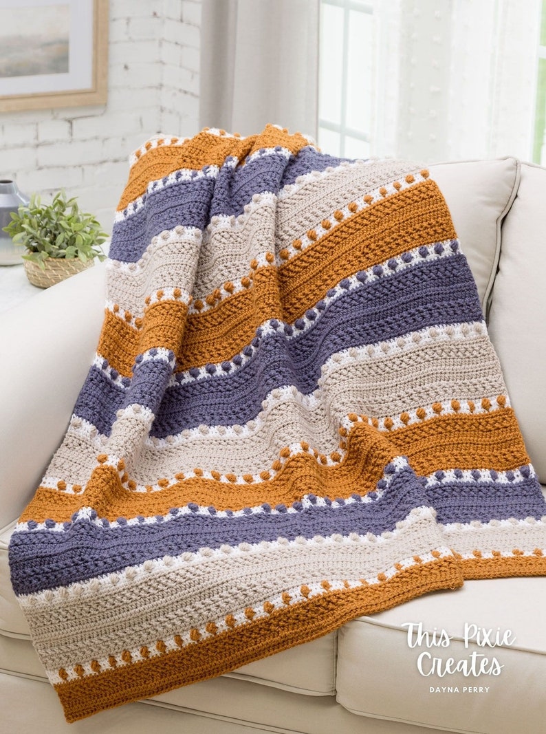 CROCHET BLANKET PATTERN For the Love of Texture Afghan, Crochet Heirloom Blanket, Tri Colour Texture Puff Stitch Afghan Pattern Pdf image 6