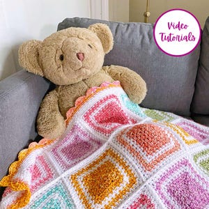 CROCHET BLANKET PATTERN - Cotton Candy Parade Blanket | Rainbow Striped