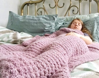 CROCHET BLANKET PATTERN - Coziness is a Mood Throw | 10 Blanket Sizes | Bulky Weight Yarn | Easy Beginner Crochet Pattern | Hygge Modern Pdf
