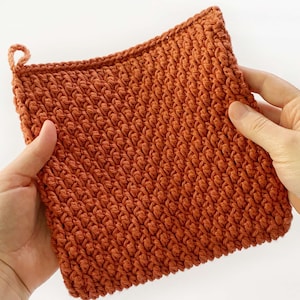 CROCHET POTHOLDER PATTERN - Cinnamon Spice Potholder | Alpine Stitch | Crochet in the Round | Double Thick | Video Tutorial | Pdf