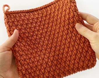 CROCHET POTHOLDER PATTERN - Cinnamon Spice Potholder | Alpine Stitch | Crochet in the Round | Double Thick | Video Tutorial | Pdf
