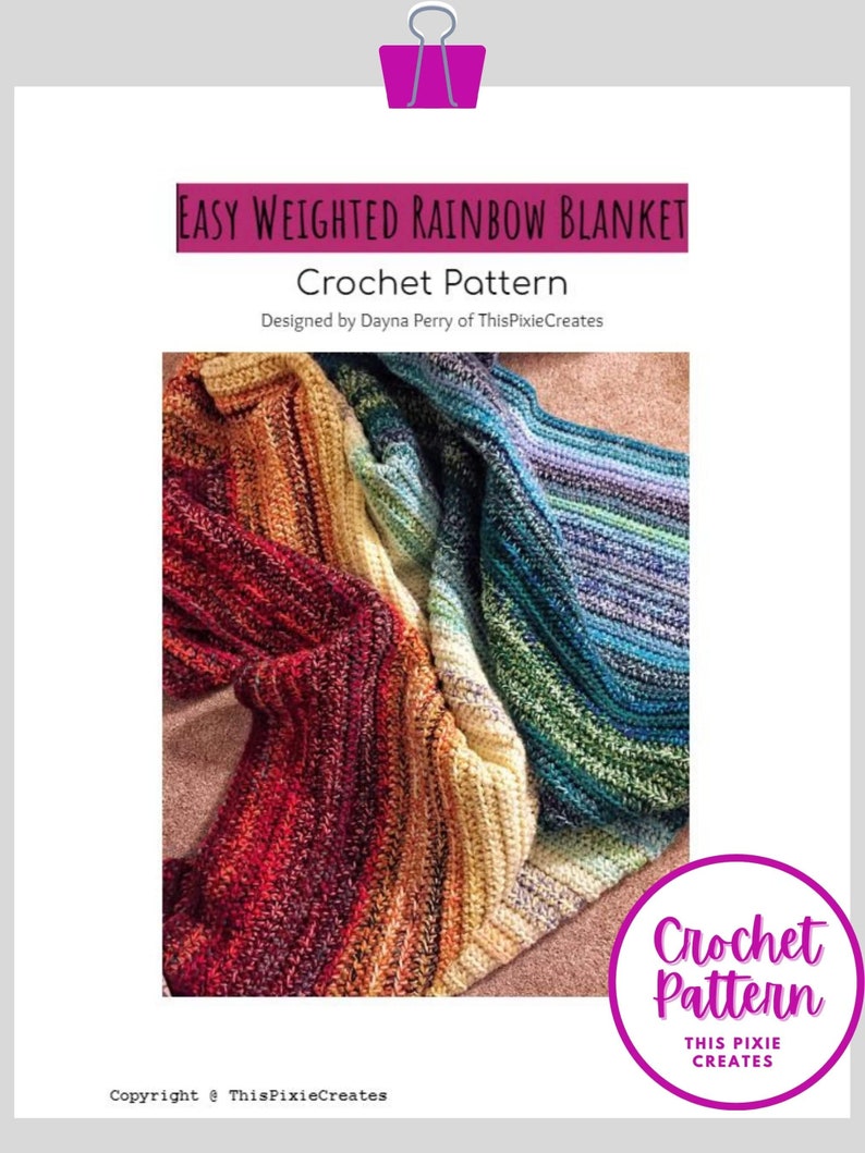 CROCHET BLANKET PATTERN Easy Weighted Rainbow Blanket Etsy