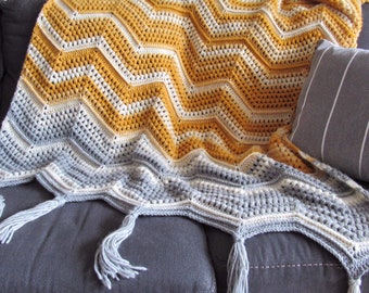 CROCHET BLANKET PATTERN - Chevron with a Twist Blanket | Pdf | Puff Stitch Chevron Style | Two Toned Customizable Crochet Blanket