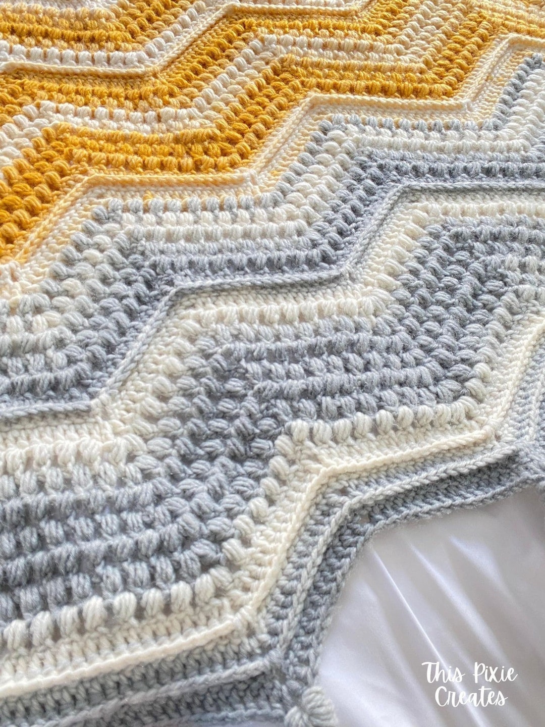 CROCHET BLANKET PATTERN Chevron With a Twist Blanket Puff - Etsy