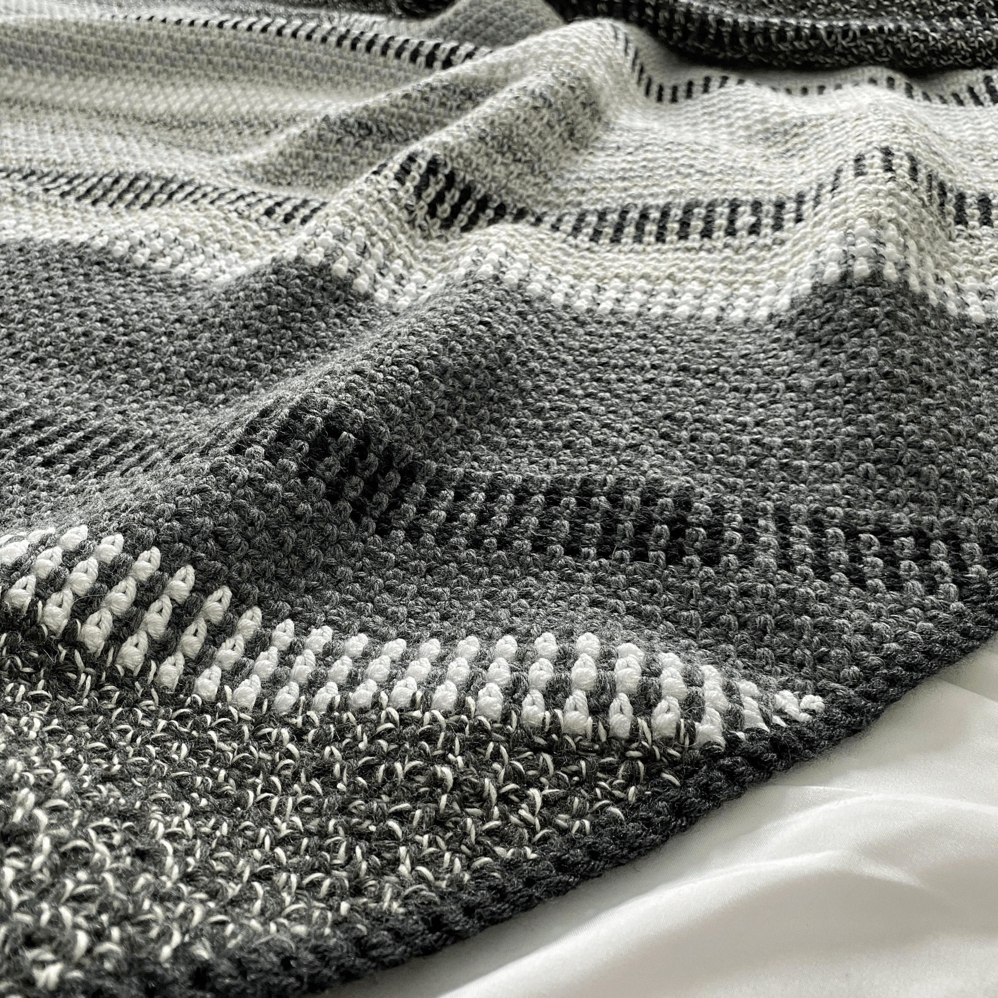 Black and Gray Crochet Blanket