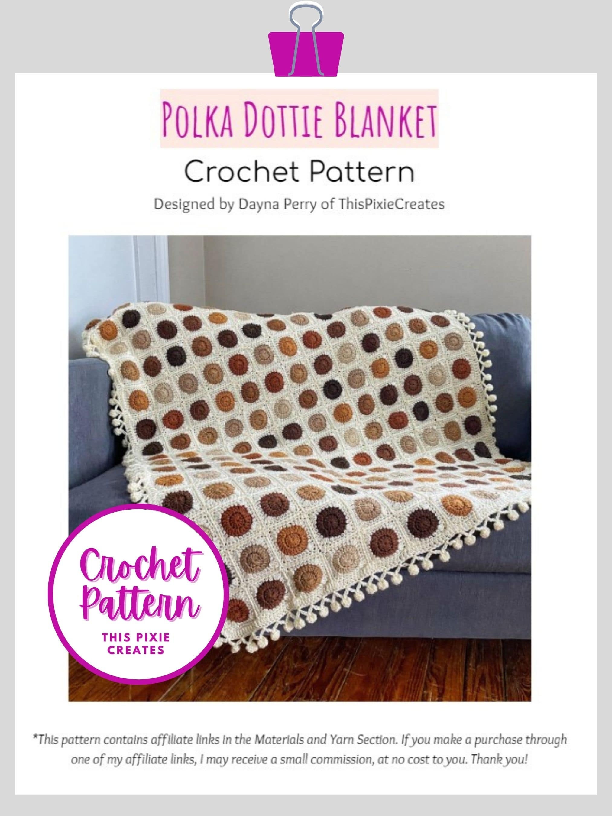 Dottie Cat25 Example.pdf CROCHET PATTERN PDF - Polka Dottie Blanket | Join as You Go Circle ...