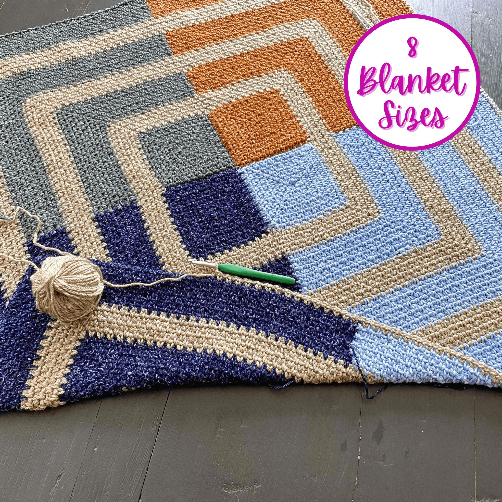 4 Colorblock Patterns CROCHET BLANKET PATTERN - 4 Square Blanket | Moss Stitch Square | 4 ...
