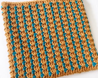 CROCHET POTHOLDER PATTERN - Bejeweled Potholder | Modified Block Stitch | Crochet in the Round | Double Thick | Video Tutorial | Pdf