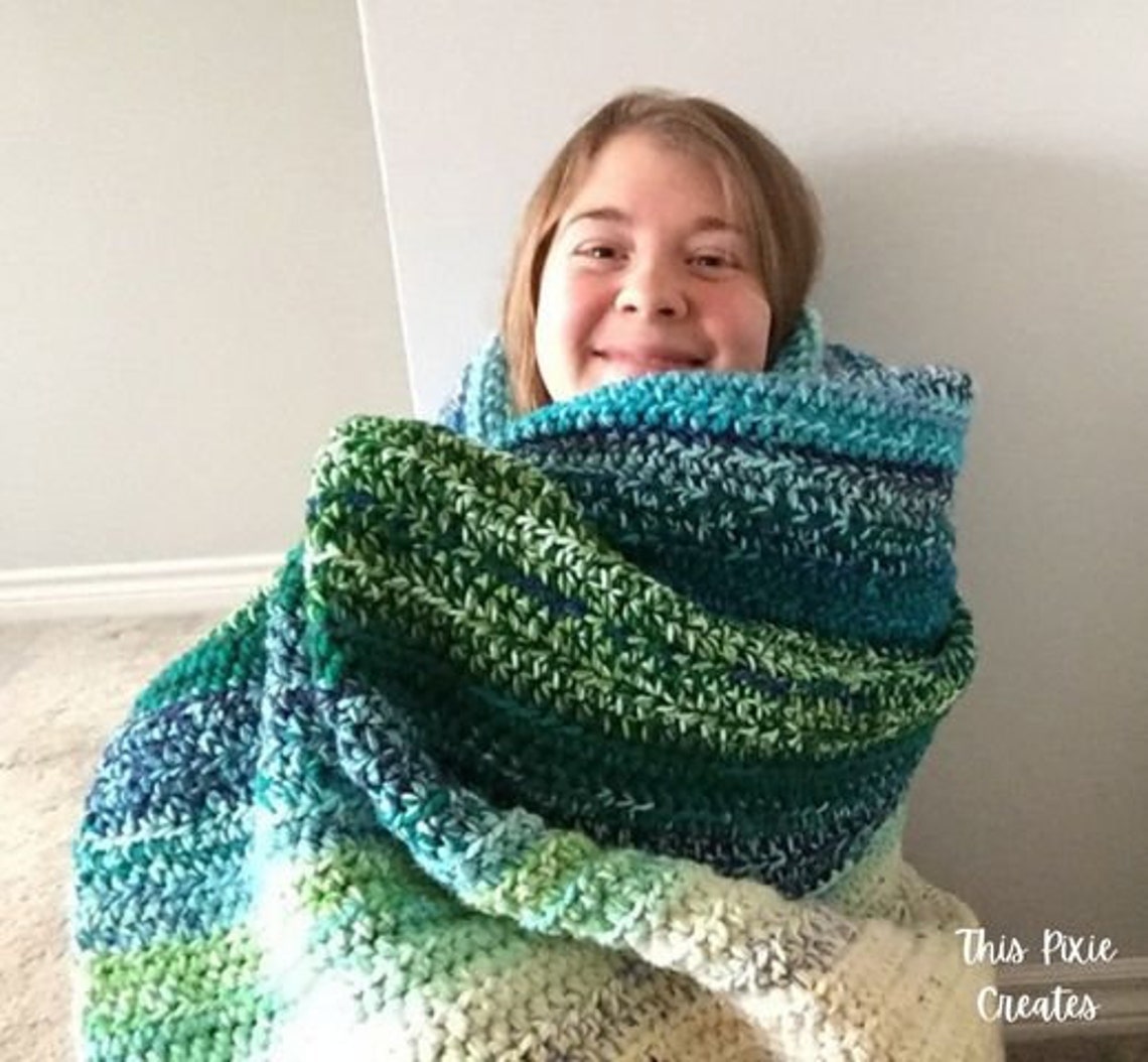 CROCHET BLANKET PATTERN Easy Weighted Rainbow Blanket Etsy