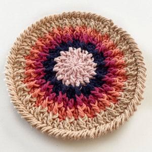 CROCHET COASTER PATTERN - Stargazer Coaster & Potholder | Pdf | Crochet Cotton Kitchen Decor | Sunburst Design