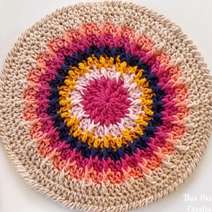 CROCHET POTHOLDER PATTERN - Stargazer Coaster & Pot Holder | Sunburst Crochet Coaster and Double Thick Pot Holder | 2 Patterns in 1 | Pdf