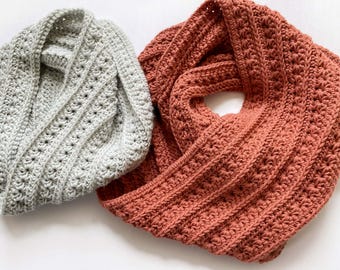 CROCHET SCARF PATTERN - Written in the Stars Crochet Cowl and Infinity Scarf | Star Stitch Texture | Customizable Size | Pdf