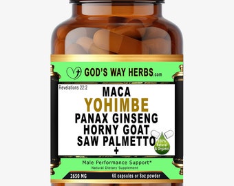 Just 4 Men (60ct) Herbal Supplement, All Natural Panax Ginseng, Maca, Saw Palmetto & More! Dr Sebi Herbs