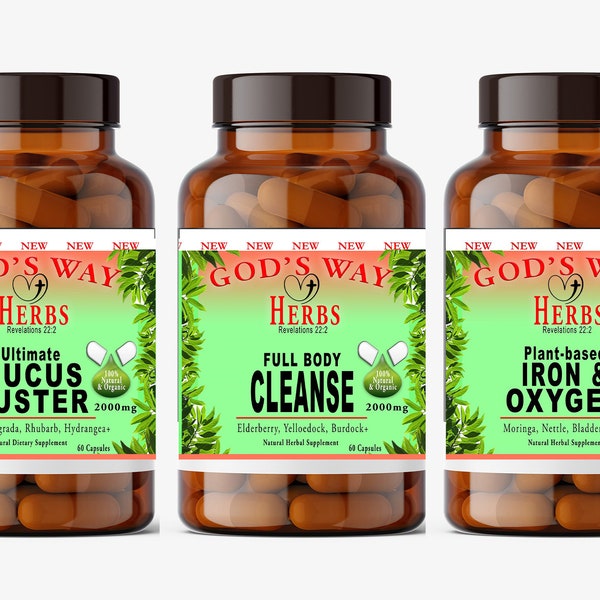 Water Fast Package - Mucus Buster, Full Body Cleanse, Plant-based Iron & Oxygen, herbal supplements