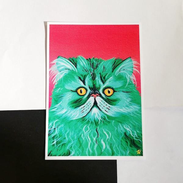 Persian Cat A4/A5 Matte Art Print - Funny Cat Portrait Home Decor - Cat Lover Gift Idea