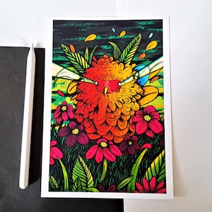 Impresión artística de pájaro láser: decoración pop surrealista (A4/A5)