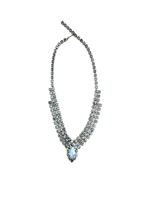 1940's to 1950's Light Blue Rhinestone Necklace - image 1