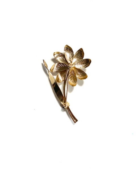 1950's Vintage Gold Flower Brooch - image 2