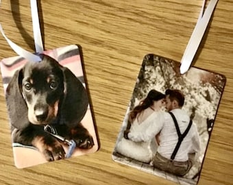 Personalised Car Air Freshener.  10 x 7 cm. Double sided. Perfect gift. 2 different photos or same photo each side.