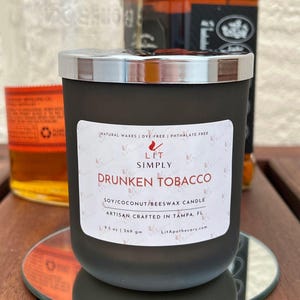Drunken Tobacco Candle – LIT Simply Luxury Candle Wooden Wick - Tobacco Bourbon Candle