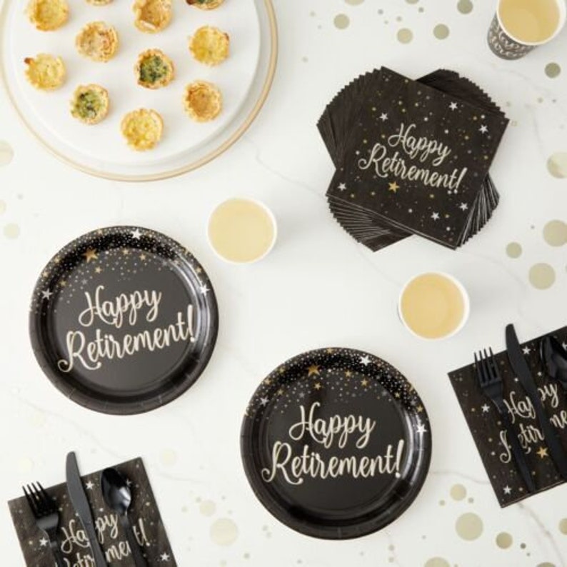 144 Pieces Happy Retirement Plates and Napkins With Cups Etsy