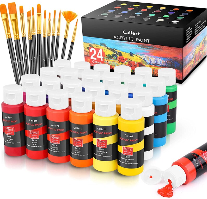 Acrylic Paint Set 24 Colors 59ml 2oz Art Craft Paints for Etsy