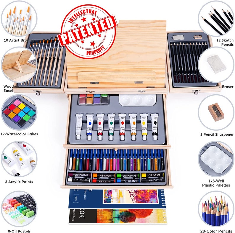 Paint Set 85 Piece Deluxe Wooden Art Set Crafts Drawing - Etsy