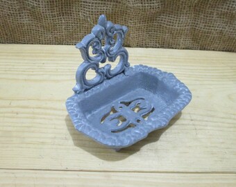 Cast Iron SOAP DISH Footed Victorian Scroll Filigree 