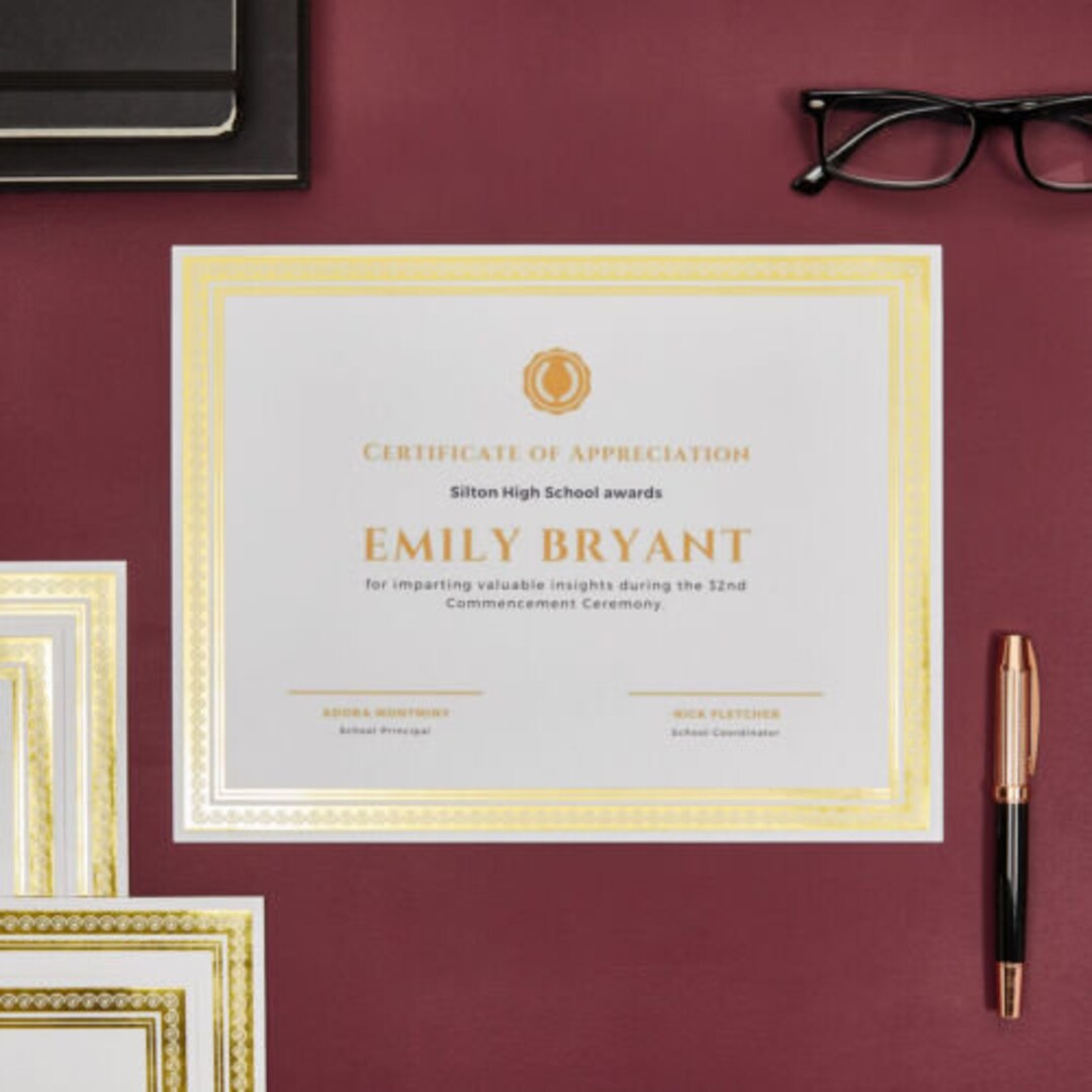 50-sheets-certificate-paper-for-printing-with-gold-foil-border-etsy