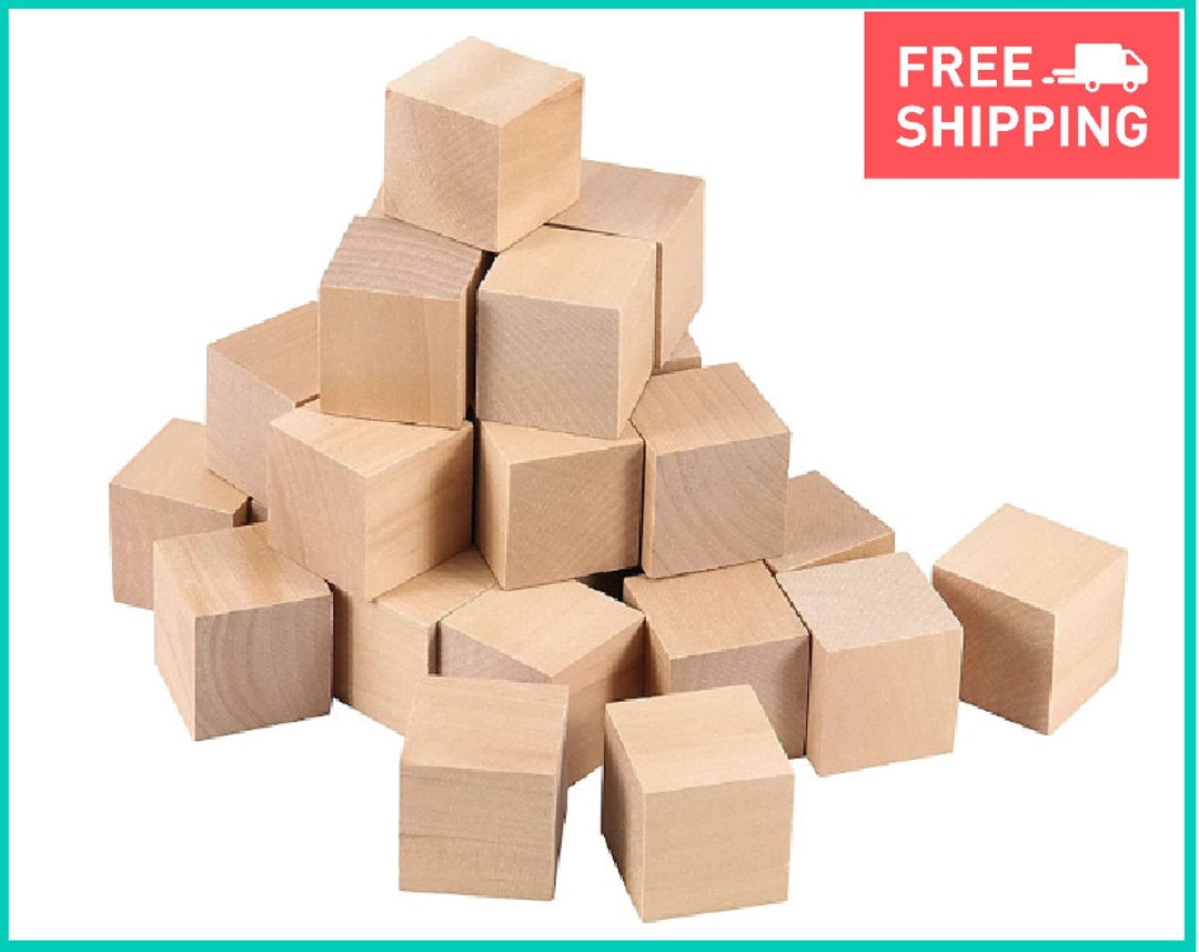 24 PCS 2 Inch Wooden Blocks Premium Natural Solid Wood Cube Etsy