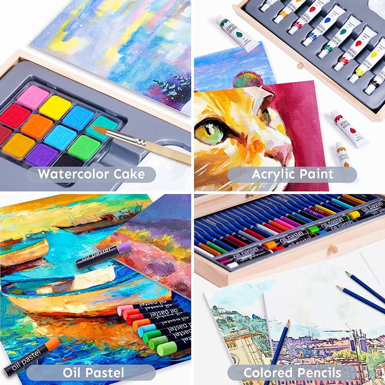 Paint Set 85 Piece Deluxe Wooden Art Set Crafts Drawing - Etsy
