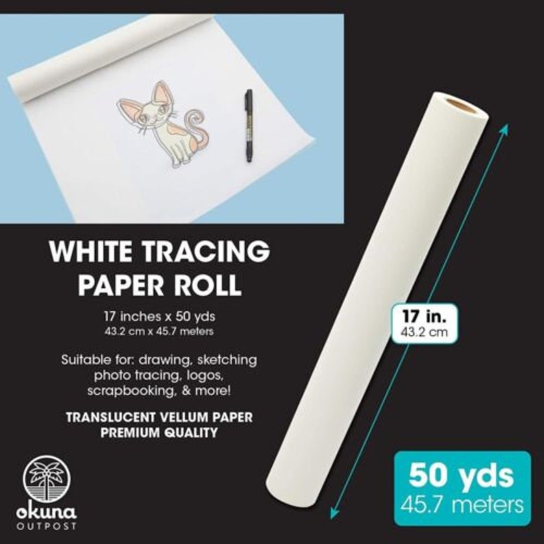 White Tracing Paper Roll for Art and DIY Crafts 17 Inches X Etsy
