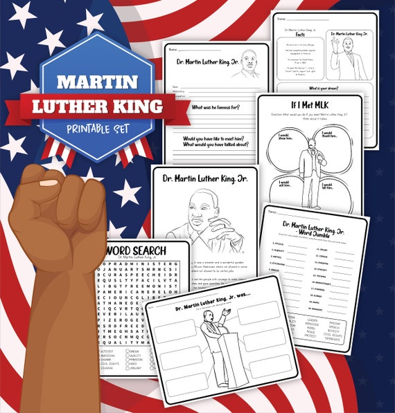 Martin Luther King Day Printable Holiday Worksheets for Kids
