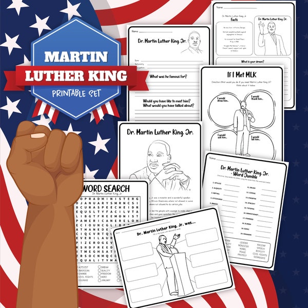 Martin Luther King Day Printable Holiday Worksheets for Kids MLK Day