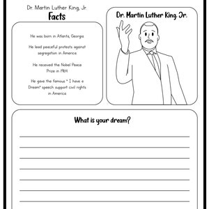 Martin Luther King Day Printable Holiday Worksheets for Kids MLK Day image 3