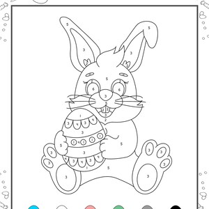 Easter Color By Number Holiday Worksheets Printable for Kids Coloring Activity image 3