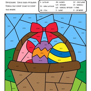 Easter Holiday Worksheet Coloring Multiplication Math Pages Activities Printables for Kids image 3