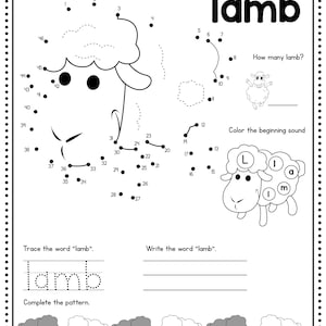 Easter Kindergarten Worksheet, Printables for Kids, Tracing, Counting, Spelling, Coloring Sheets Activities, Instant Download, 10 pages image 3
