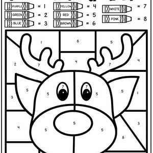 Christmas Holiday Worksheets Printables for Kids, Color by Number, Activity Sheets, Coloring image 3
