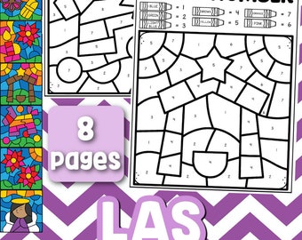 Las Posadas Color-by-Number, Las Posadas Activity for Kids, Math and Coloring, Holiday Learning, Winter, Instant Download
