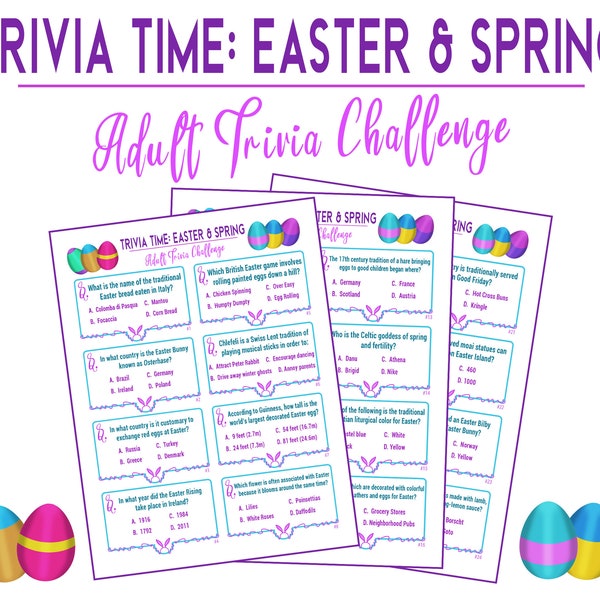 Trivia Time: Easter & Spring Adult Trivia Game | Easter Trivia Feud | Easter Quiz I Spring or Easter Themed Game Night PDF Download