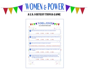Women & Power: Ein Trivia-Spiel zur US-Geschichte | Monat der Geschichte der Frauen | Feministische Spiele | Internationaler Frauentag | Druckbar | PDF Download